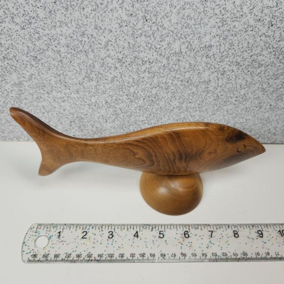 Fish Sculpture Rogue River Studio Carved Myrtlewood Signed Oregon - Picture 8 of 8